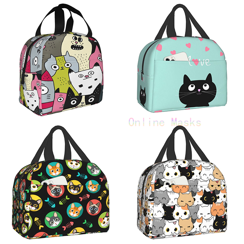 Tote Bag Sublimation - Cat Lunch Bag, Cute Kids Reusable
