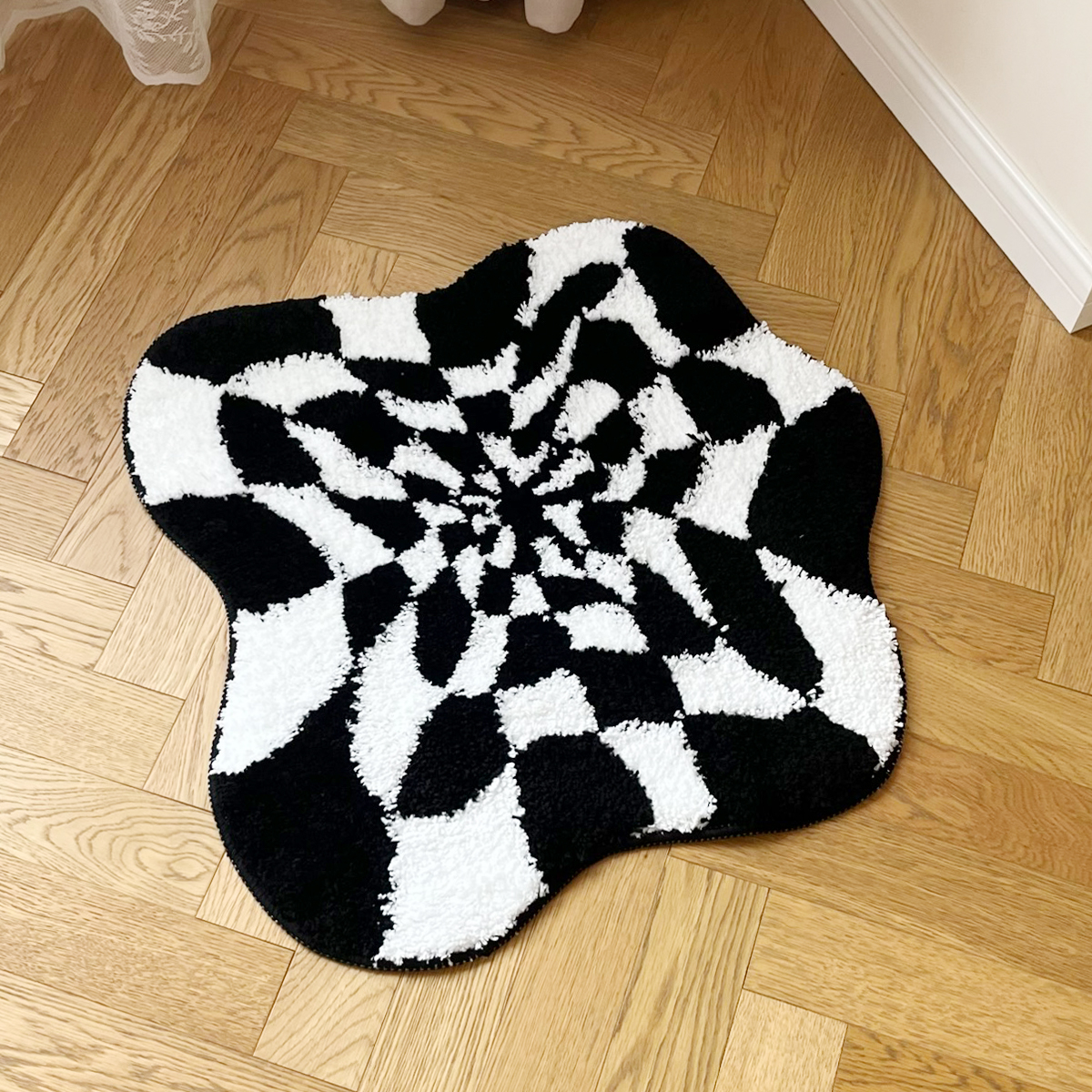 Door Mat Blank - Abstract 3D Illusion Checkered Cloud Shape