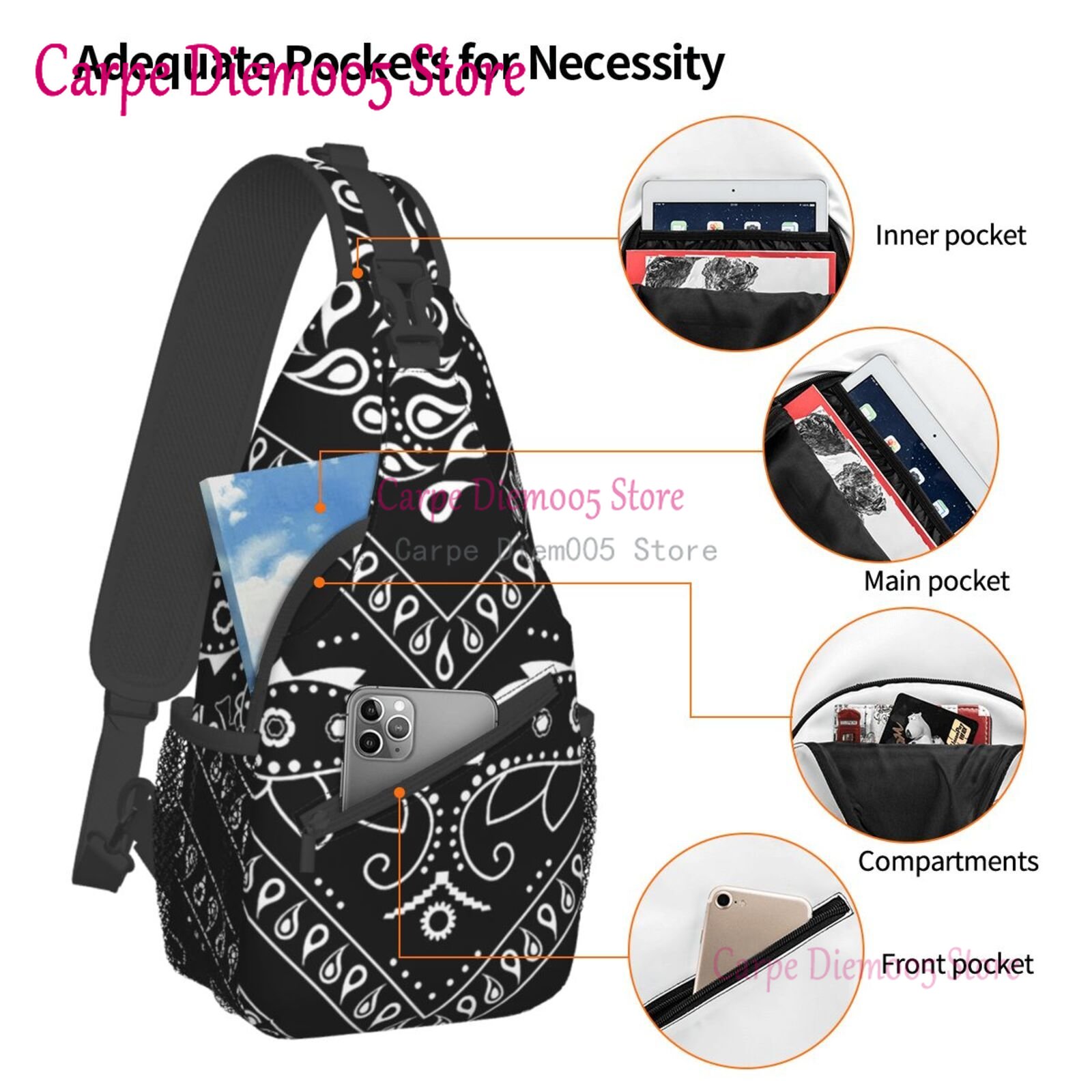 Black And White Paisley Chican - Bandana Blank White avis et prix