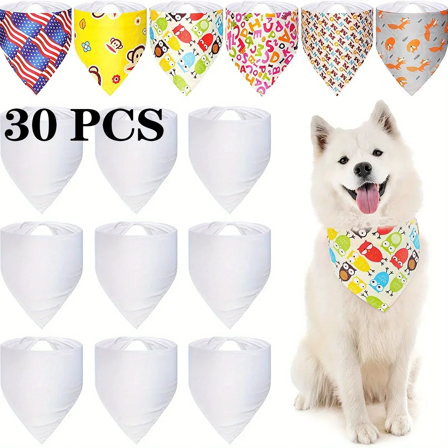 30pcs White Polyester Blank Do - Bandana Blank White avis et prix