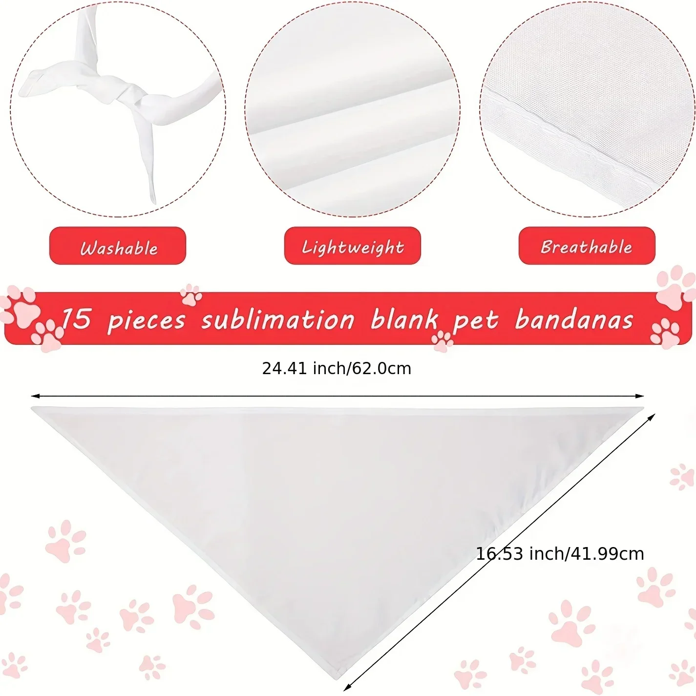 30pcs White Polyester Blank Do - Bandana Blank White avis et prix
