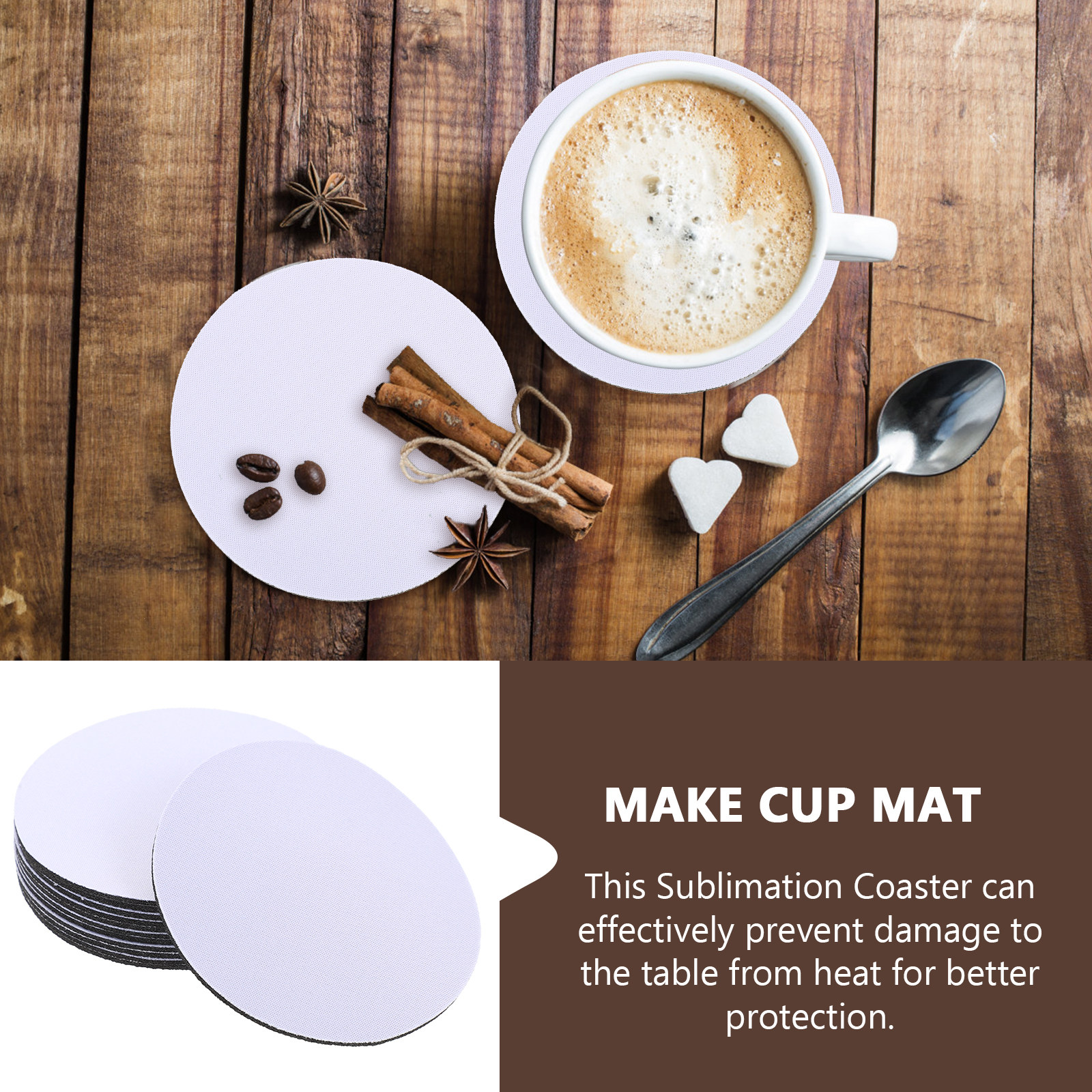 10Pcs Sublimation Cup Coasters - Coaster Sublimation Blank avis et prix