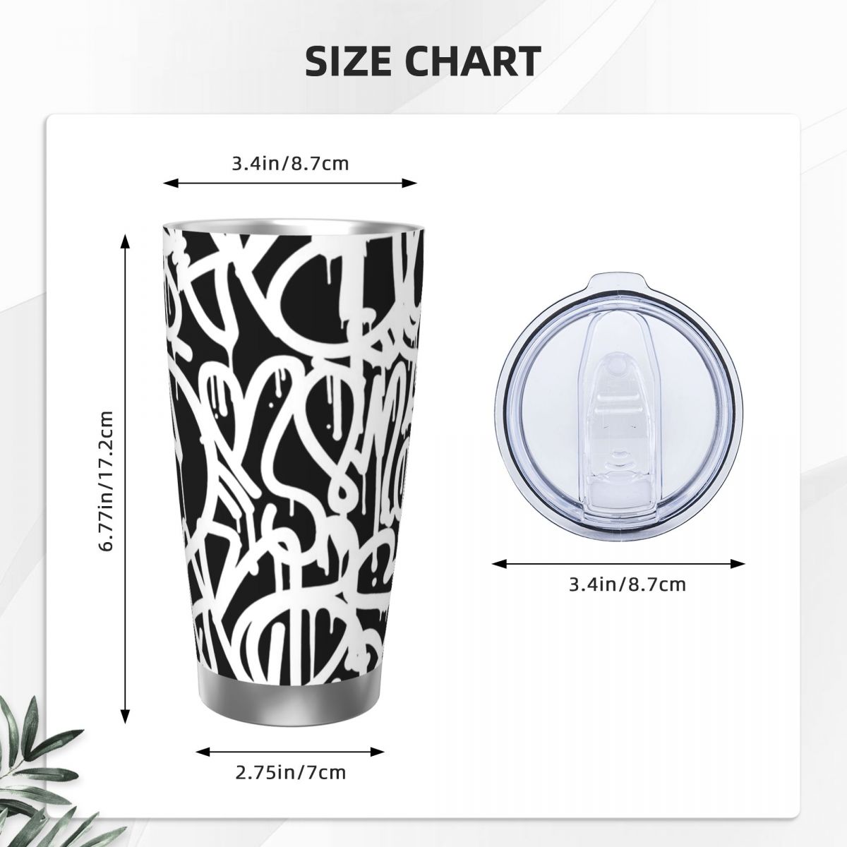 Black And White Graffiti Stain - Tumbler 20Oz White avis et prix
