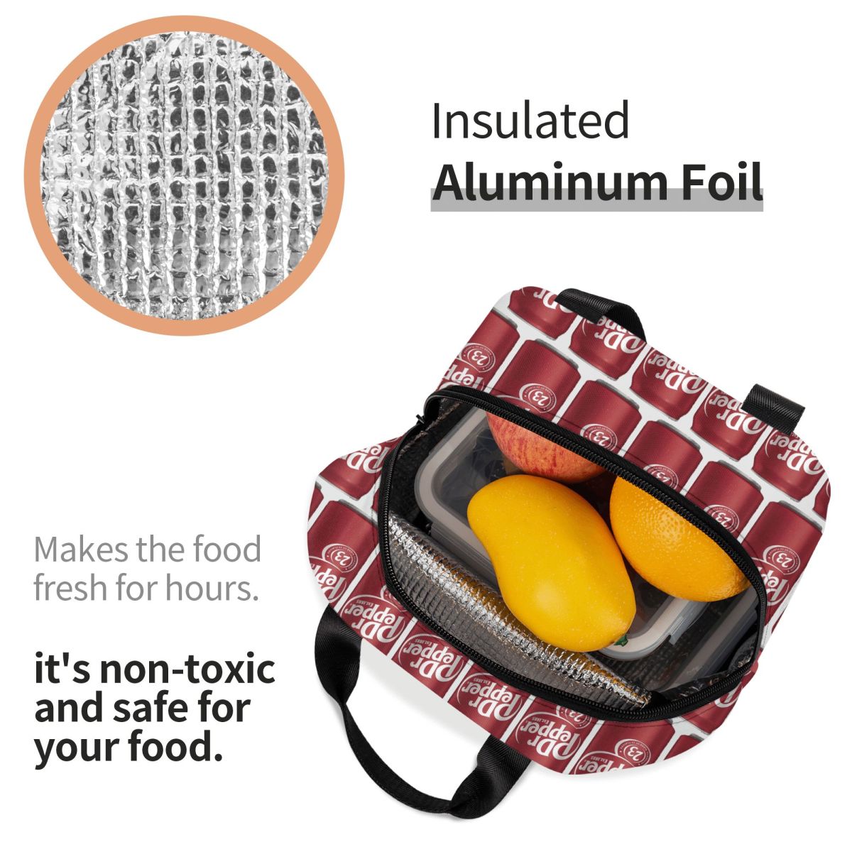 Dr Pepper (9) Insulated Lunch  - Tote Bag Sublimation avis et prix