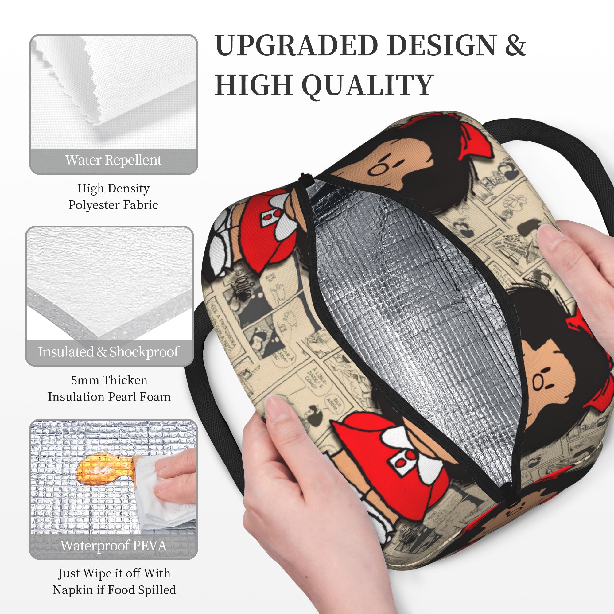 Mafalda Comic Insulated Lunch  - Tote Bag Sublimation avis et prix