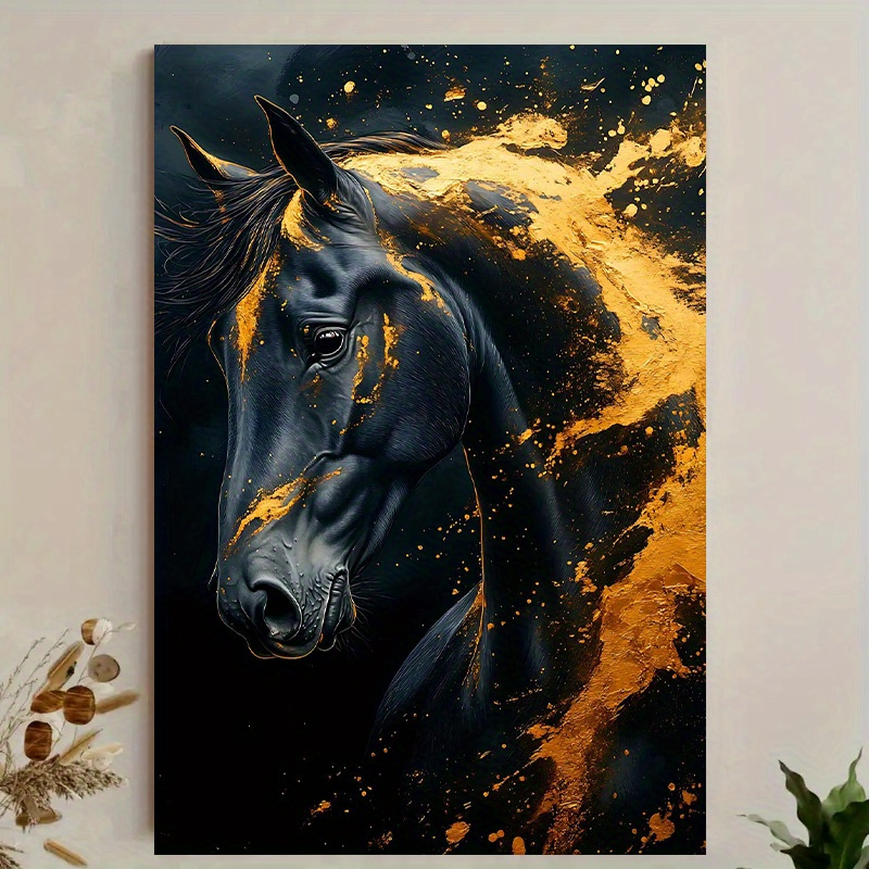 1pc Elegant Black Horse Canvas - Canvas Wrap Ready avis et prix