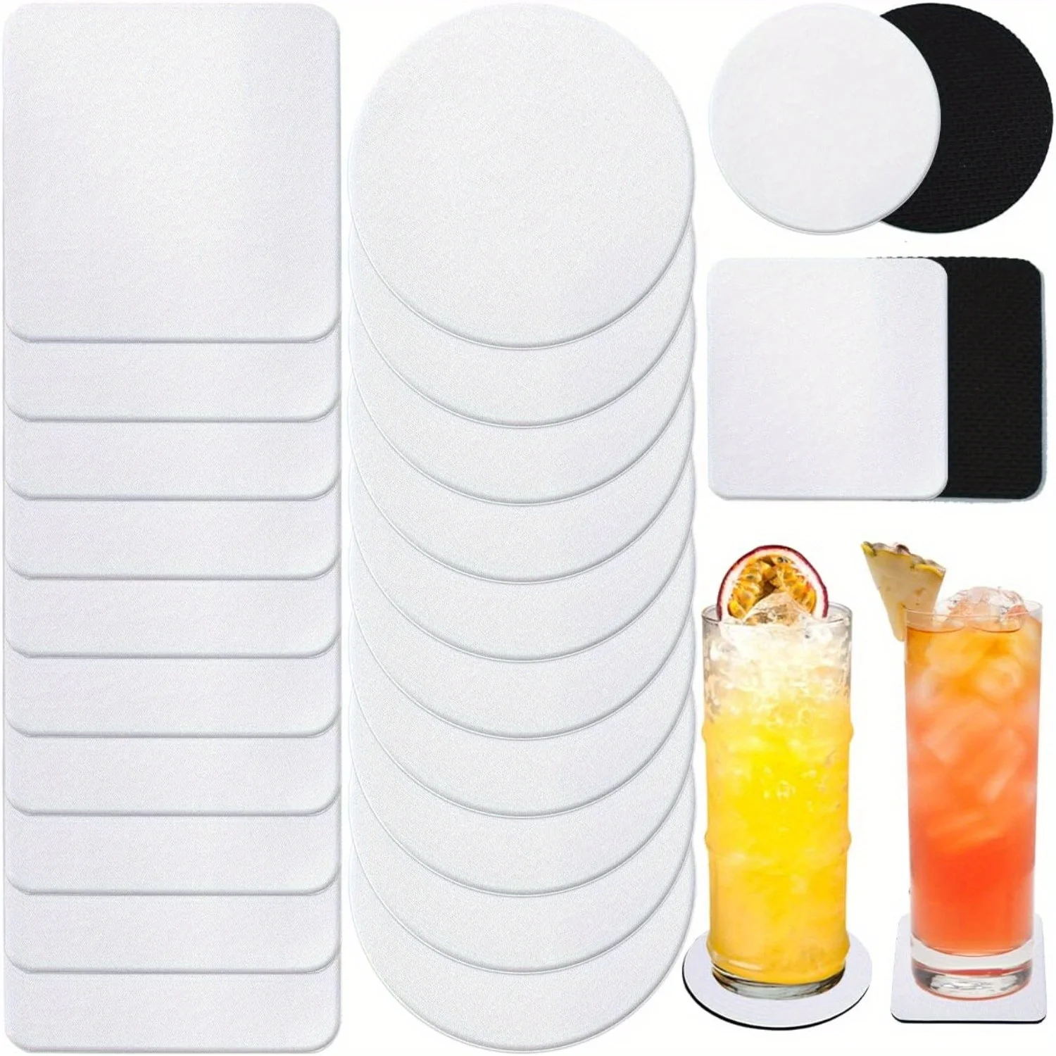 30/50 Pcs Square and Round Sub - Coaster Sublimation Blank avis et prix