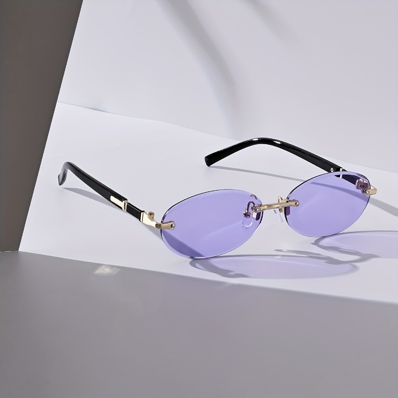 Sexy Small Oval Punk Sunglasse - Metal Photo Panel avis et prix
