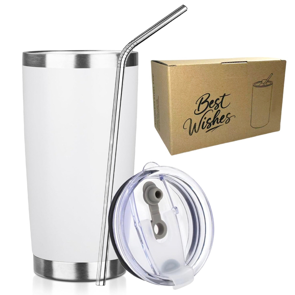 20oz Tumbler Mug with Lid and  - Tumbler 20Oz White avis et prix