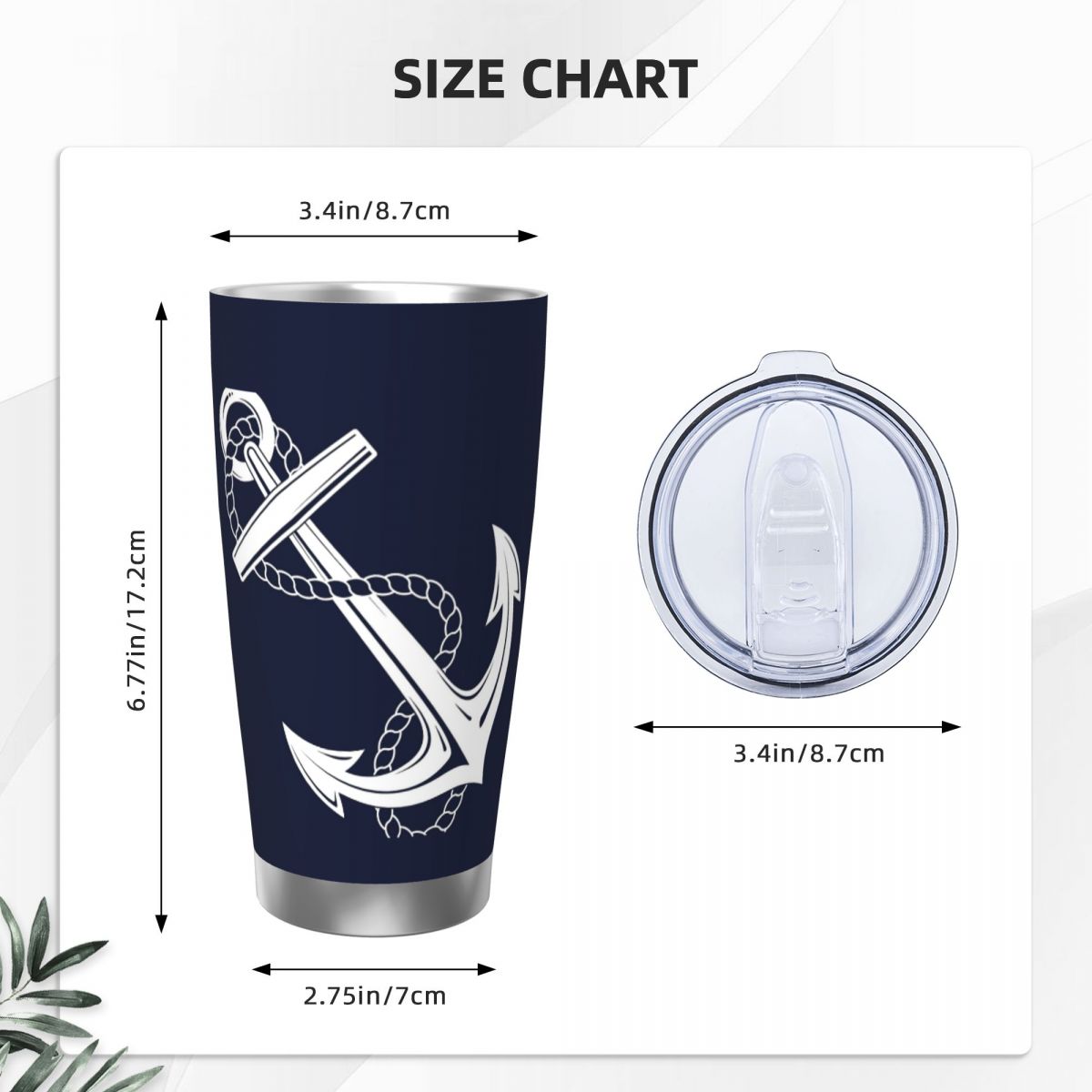 Anchor Nautical White & Navy S - Tumbler 20Oz White avis et prix