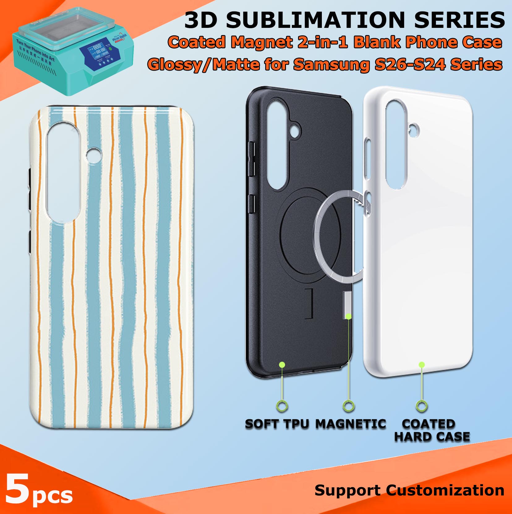 Fonlyu 5pc Coated Magnet 2 In  - Phone Case Blank Print avis et prix